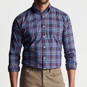 Peter Millar Carlow Crown Lite Cotton-Blend Sport Shirt plaid